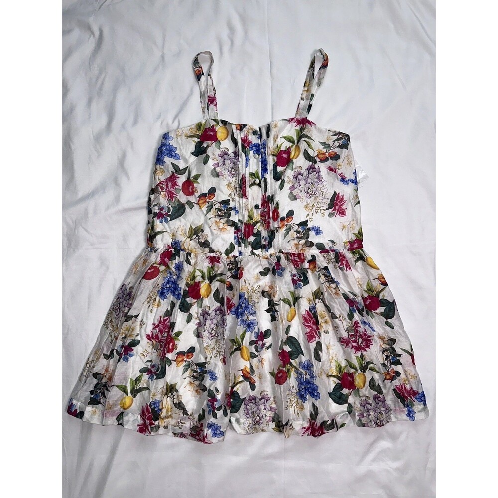 NWT Taylor Floral Mini Dress White Button Front Adjustable Strap Womens 12